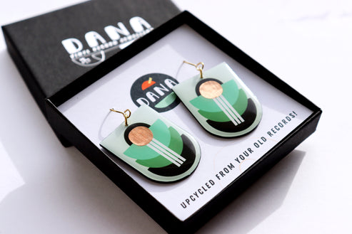 Art Deco Shades of Green & Copper Earrings