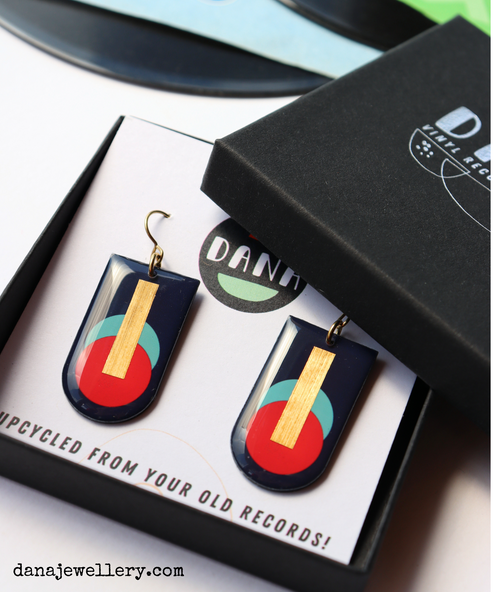 MIA NO.1 Earrings in Navy, Red, Turquoise & Gold