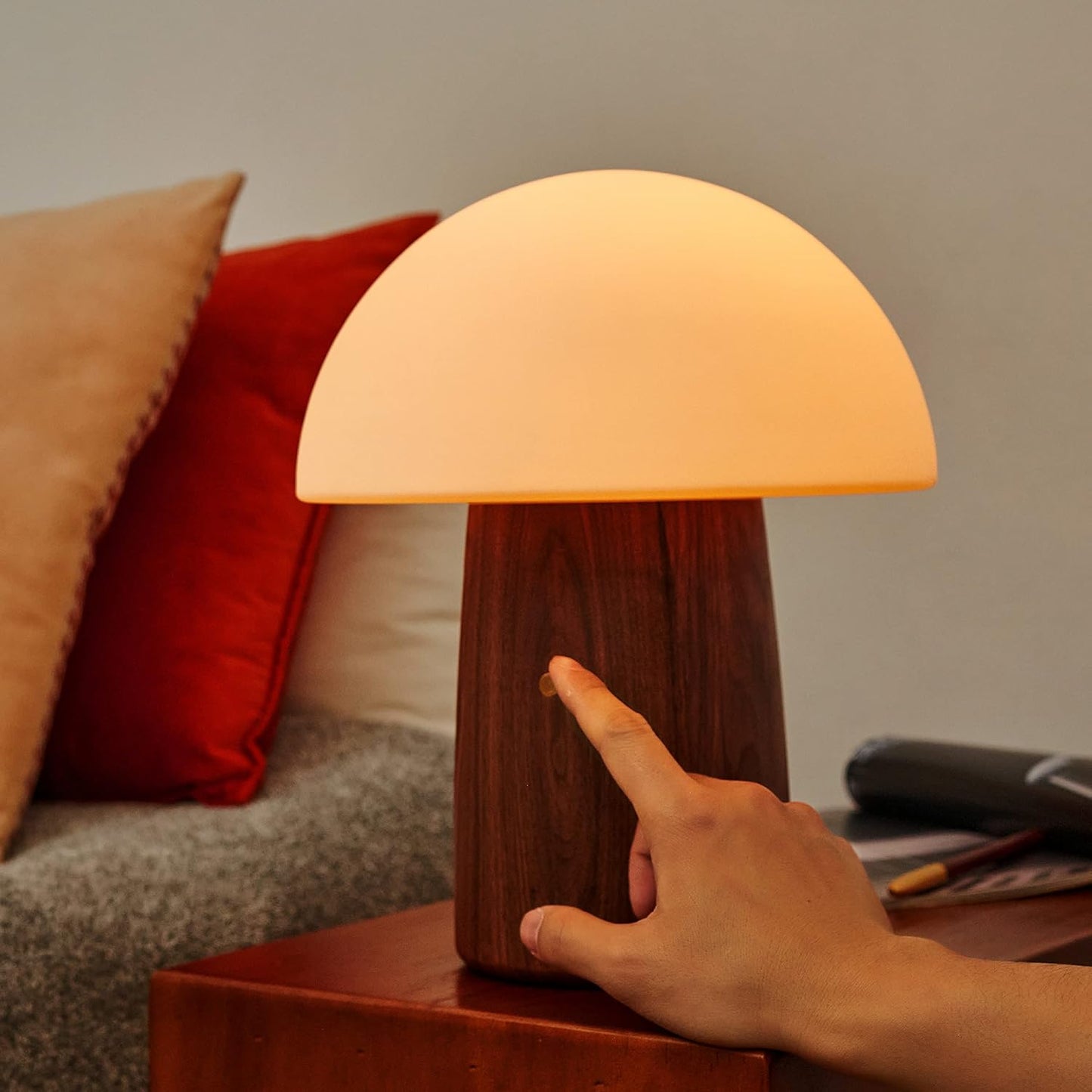 Large Alice Mushroom Lamp Walnut