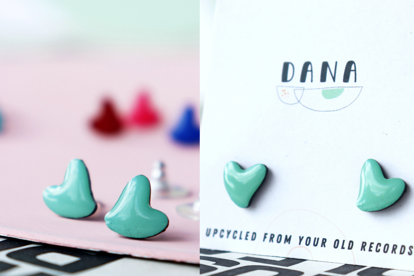 Heart Studs Minty Green