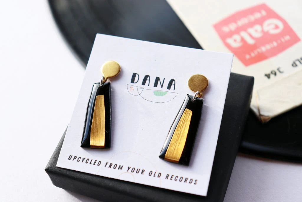 Ella Small Earrings in Black & Gold