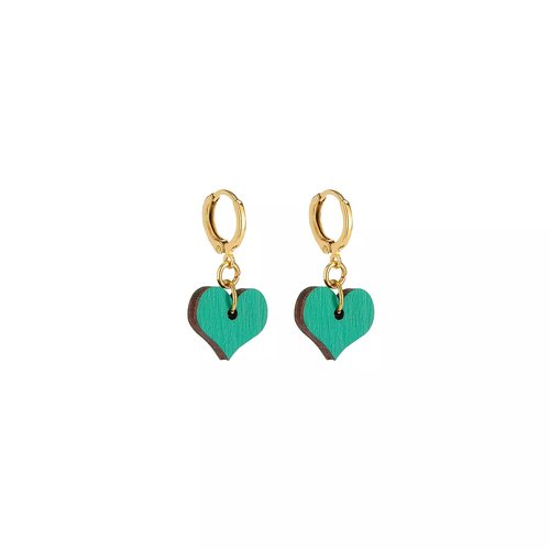 Mini Heart Green Earrings