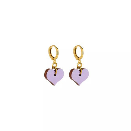 Mini Wooden Heart Lilac and Purple