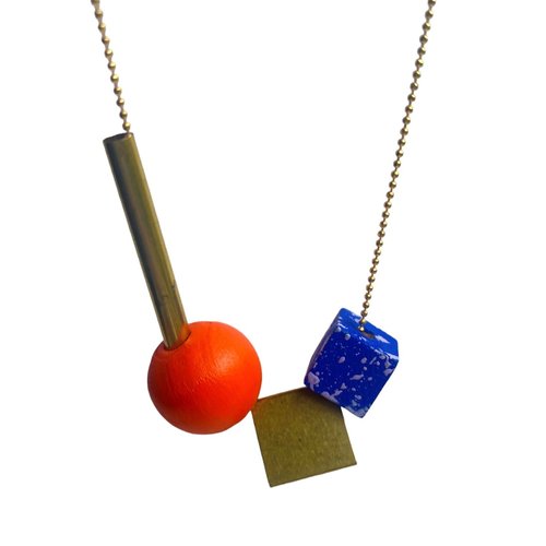 Geo Necklace in Orange & Blue