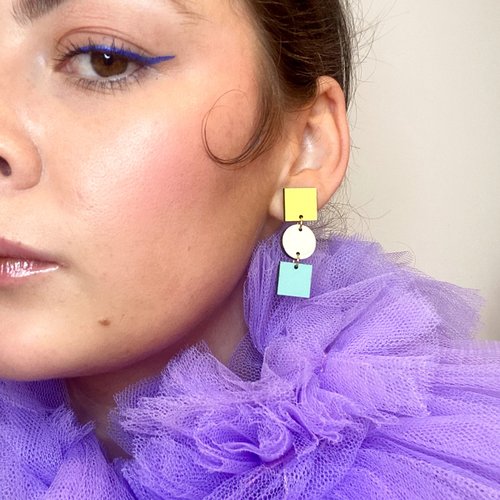 Ruth Earrings in Lime & Sage and Duck Egg Green
