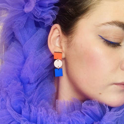 Ruth Earrings in Orange, Blush and Blue