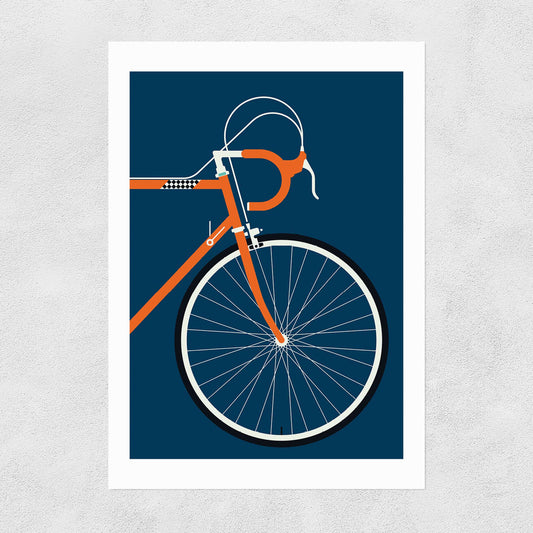 Orange Coloured Race Bike Print