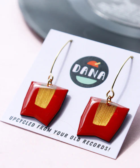 Connie Earrings in Royal Red & Gold