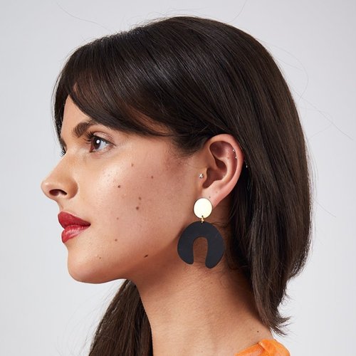 D Doodle Earrings in Black