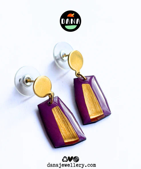 Ella Small Earrings in Purple & Gold
