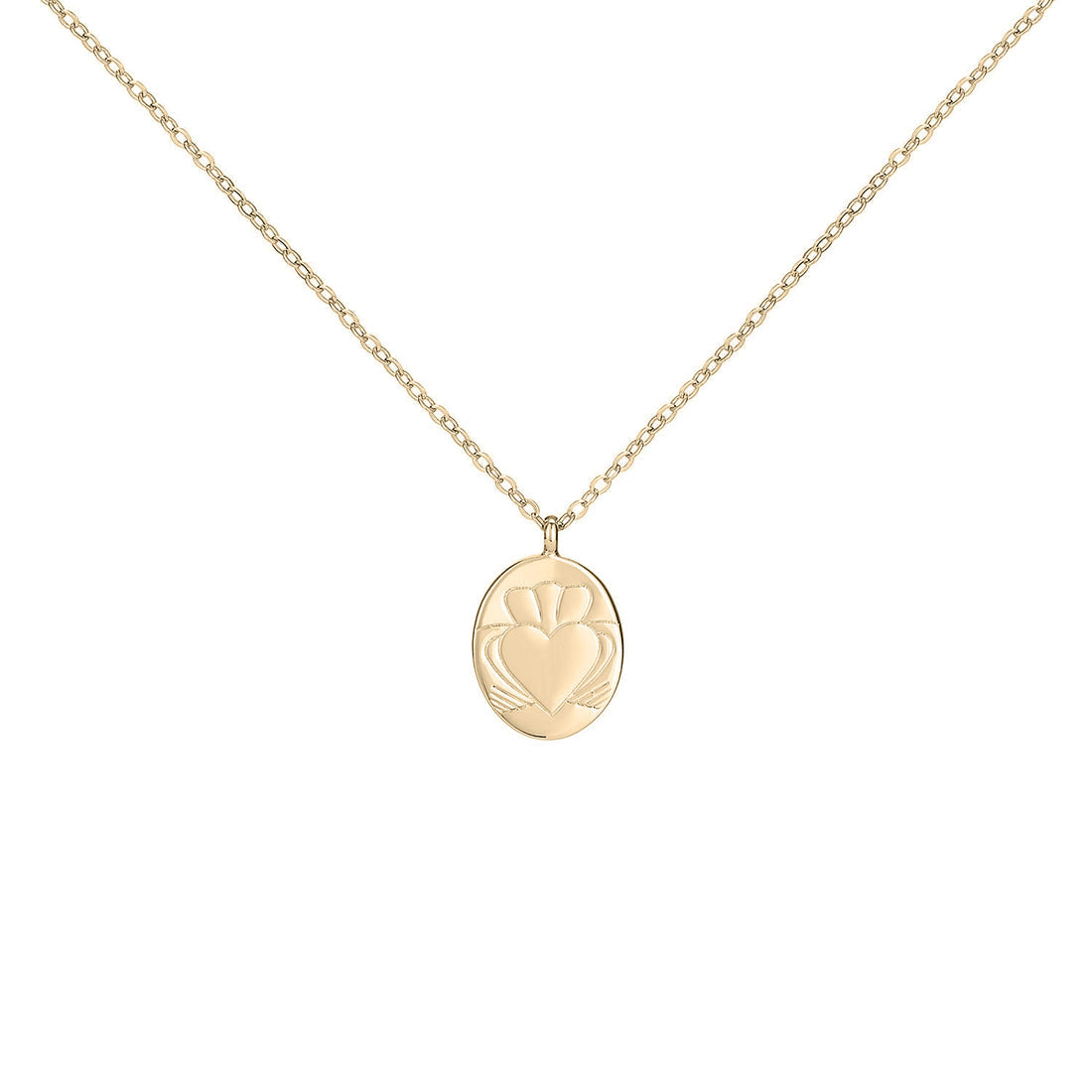 "Heart Strong" Coin Claddagh Gold Plated Necklace