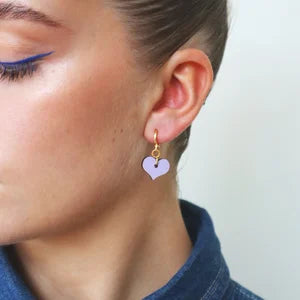 Mini Heart Purple Earrings