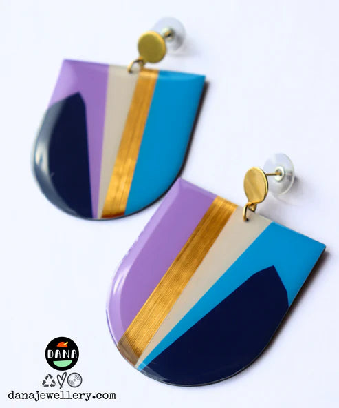 NIKKI N0.3 Lilac, Gold & Blue Earrings