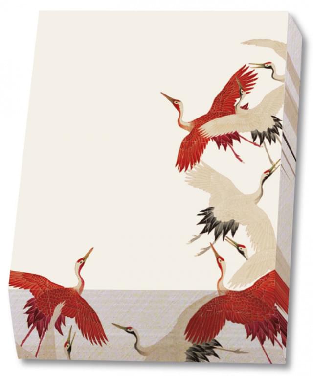 Memo pad: Woman haori with Red and White Cranes