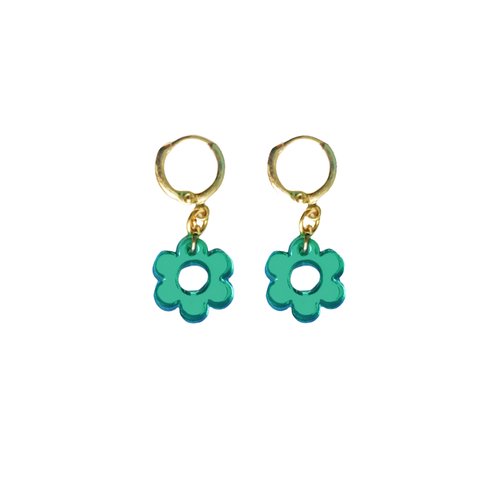 Daisy Mini Hoops in Emerald