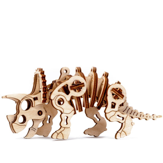 Wooden Mechanical Dino Model - Triceratops, age 8+ SHRINKWRAPPED