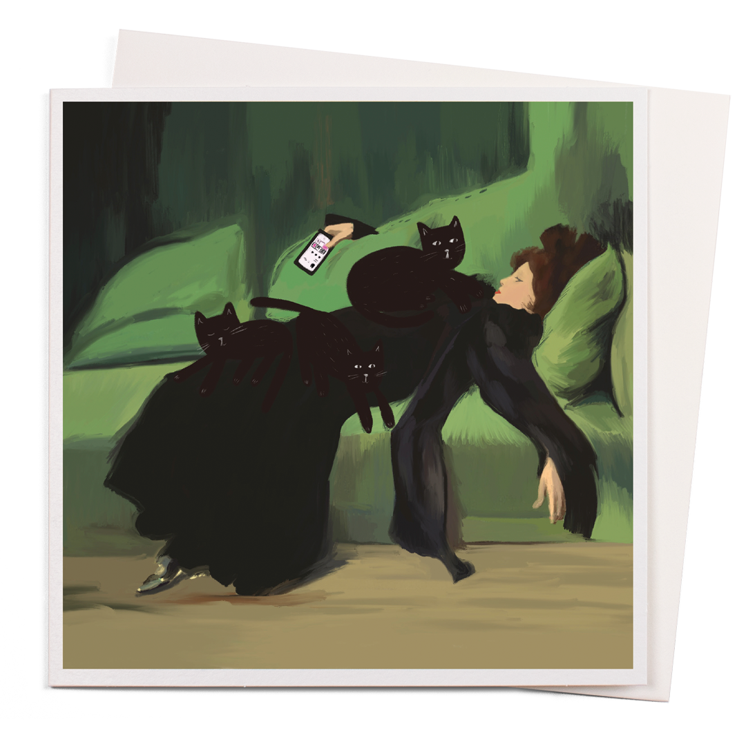 Reclining Woman by Catsas Greeting Card