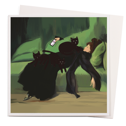 Reclining Woman by Catsas Greeting Card