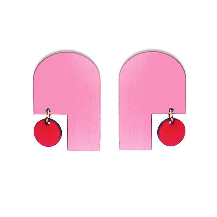 Arc Drop Pink/Red Earrings