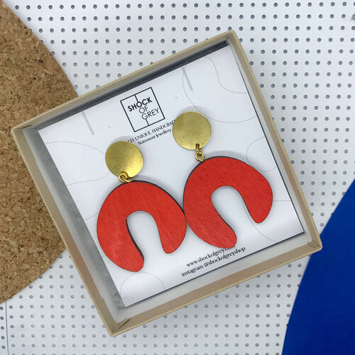 D Doodle Earrings in Red