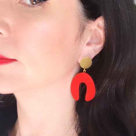 D Doodle Earrings in Red