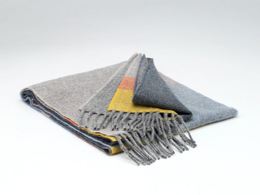 McNutt Lambswool Grey Citrus Stripe Scarf and Tube