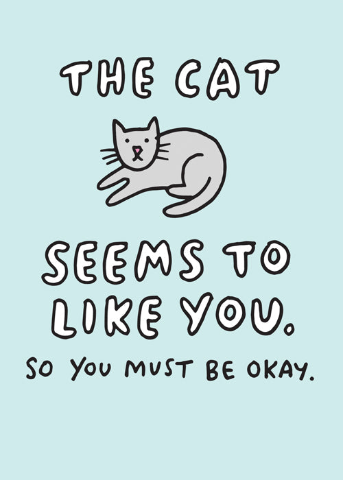 'Cat Seems To Like You So Must Be Okay'  Greeting Card