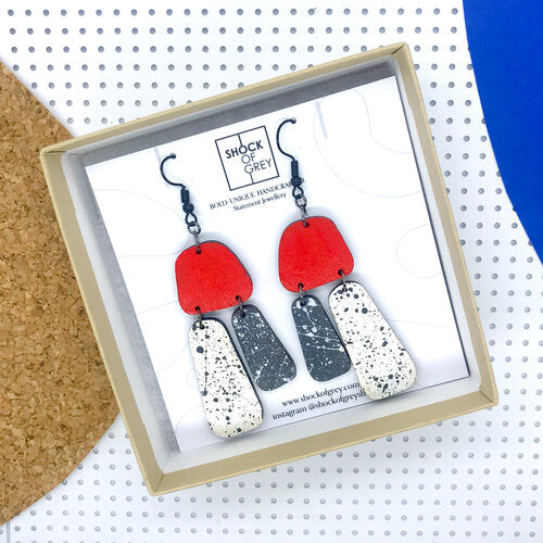 Aoife Spatter Earrings in Red