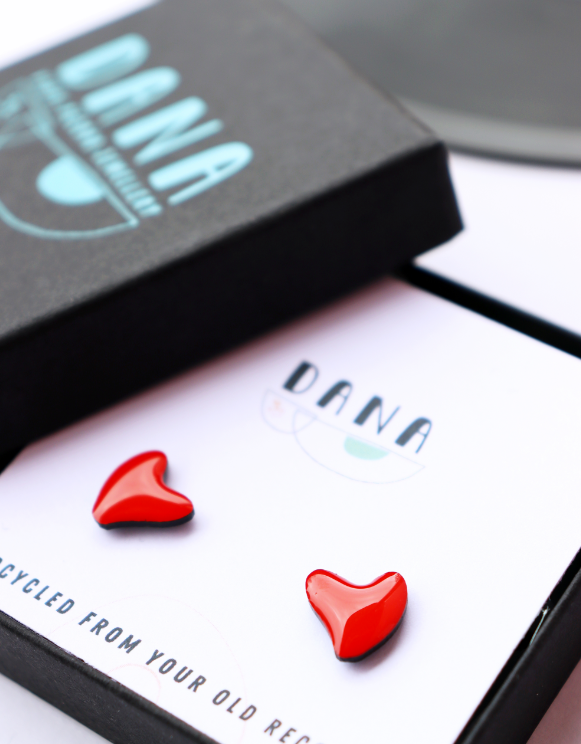 Heart Studs Red