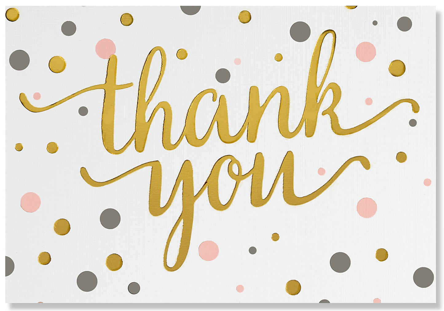 Pink & Gold Dots Thank You Note Greeting Card
