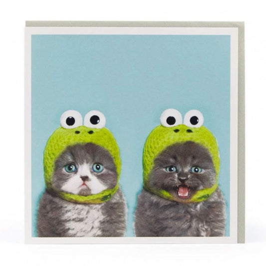 Twin Cat Hat Greeting Card