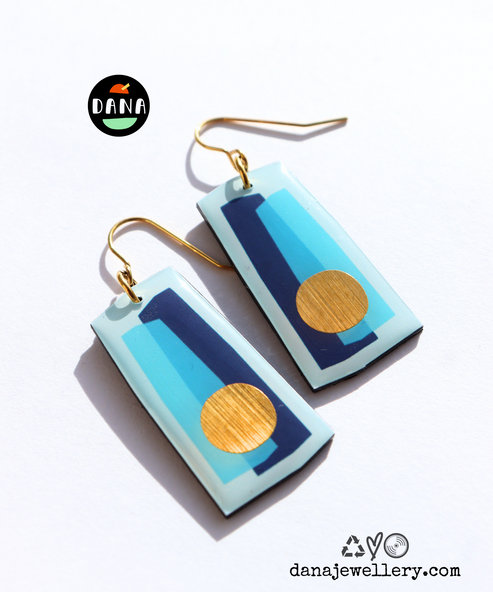 Gilli Earrings - Blue, Gold