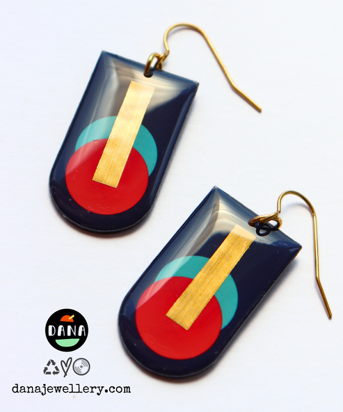 MIA NO.1 Earrings in Navy, Red, Turquoise & Gold
