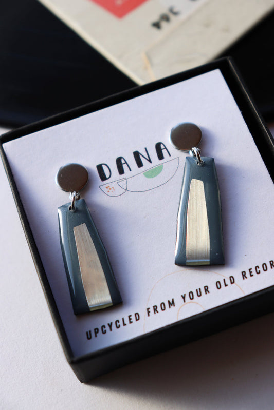 ELLA Small Earrings in Blue Grey and Silver