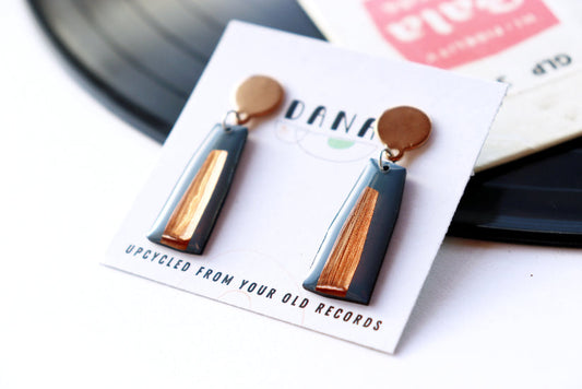ELLA Large Earrings in Blue Grey & Copper