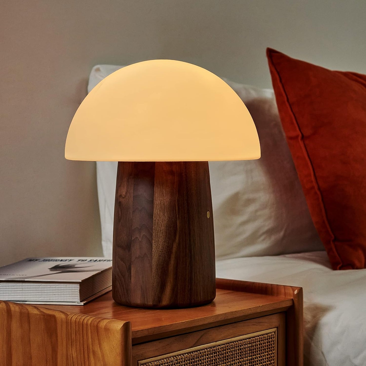 Large Alice Mushroom Lamp Walnut