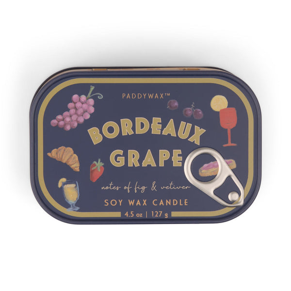 Bistro Grapes Printed Tin Candle ‐ Bordeaux Grape