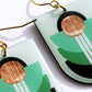 Modern Upcycled Vinyl Earrings in Shades of Green