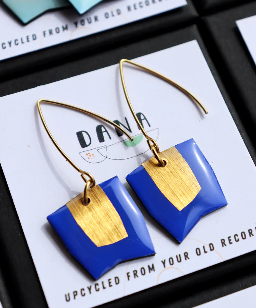 Connie Earrings in Royal Blue & Gold