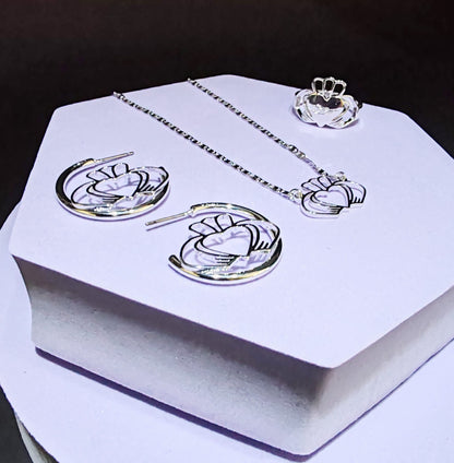 "Have My Heart" Claddagh Sterling Silver Plated Hoop Earrings