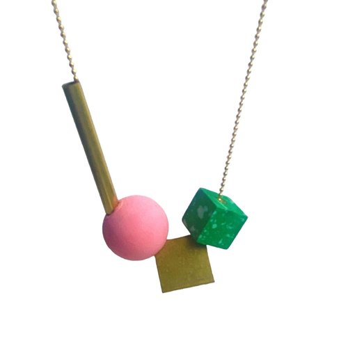 Geo Necklace in Pink & Green
