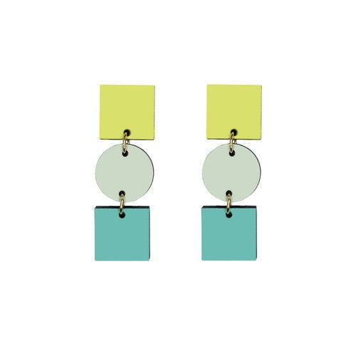 Ruth Earrings in Lime & Sage and Duck Egg Green