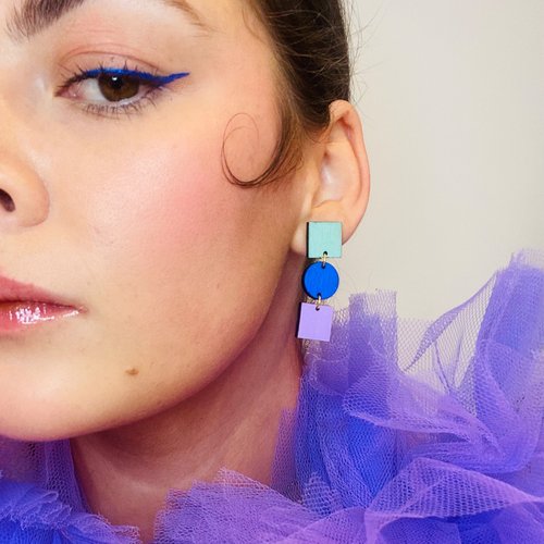 Ruth Earrings in Duck Egg Green, Cobalt Blue and Lilac