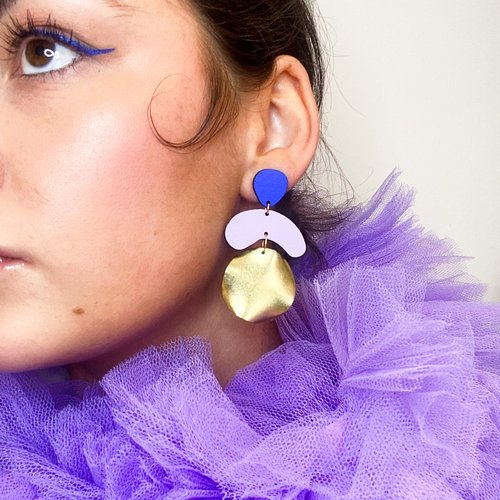 Megadrop Earrings in Cobalt Blue & Lilac