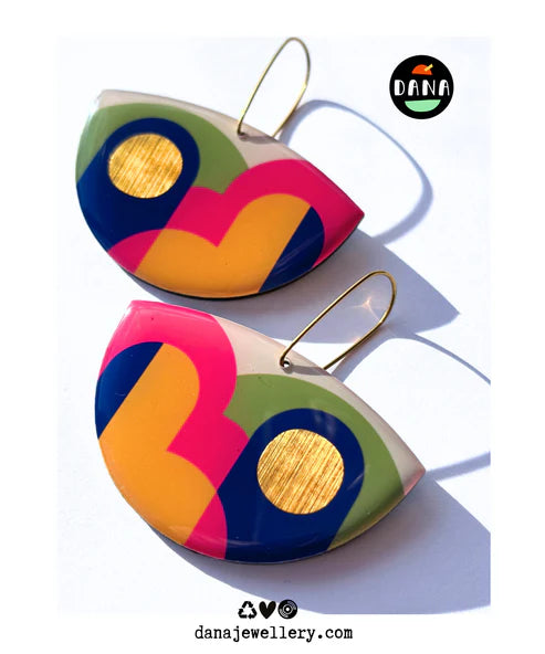LOLA Earrings in Yellow, Blue, Pink, Green & Gold