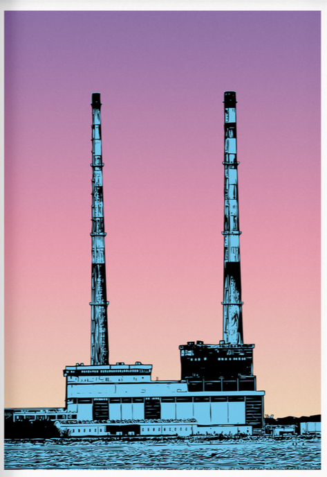 POOLBEG CHIMNEYS PRINT AT DUSK - Jando Design