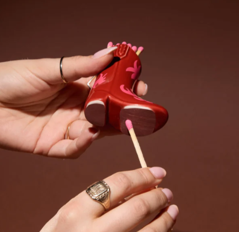 Nashville Ceramic Boot Match Holder Red and Pink