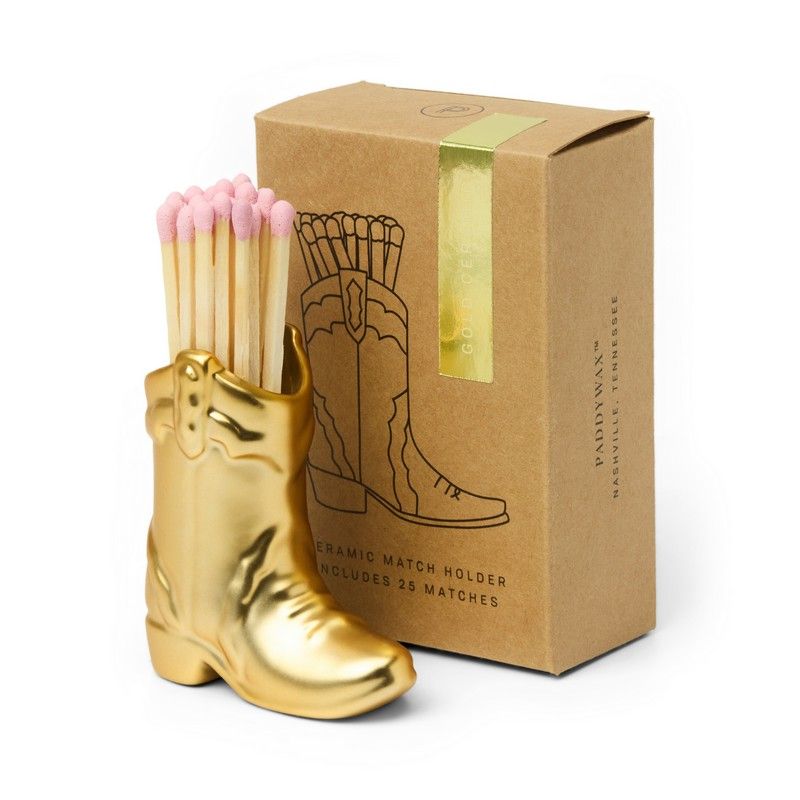 Nashville Ceramic Boot Match Holder Gold