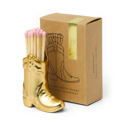 Nashville Ceramic Boot Match Holder Gold