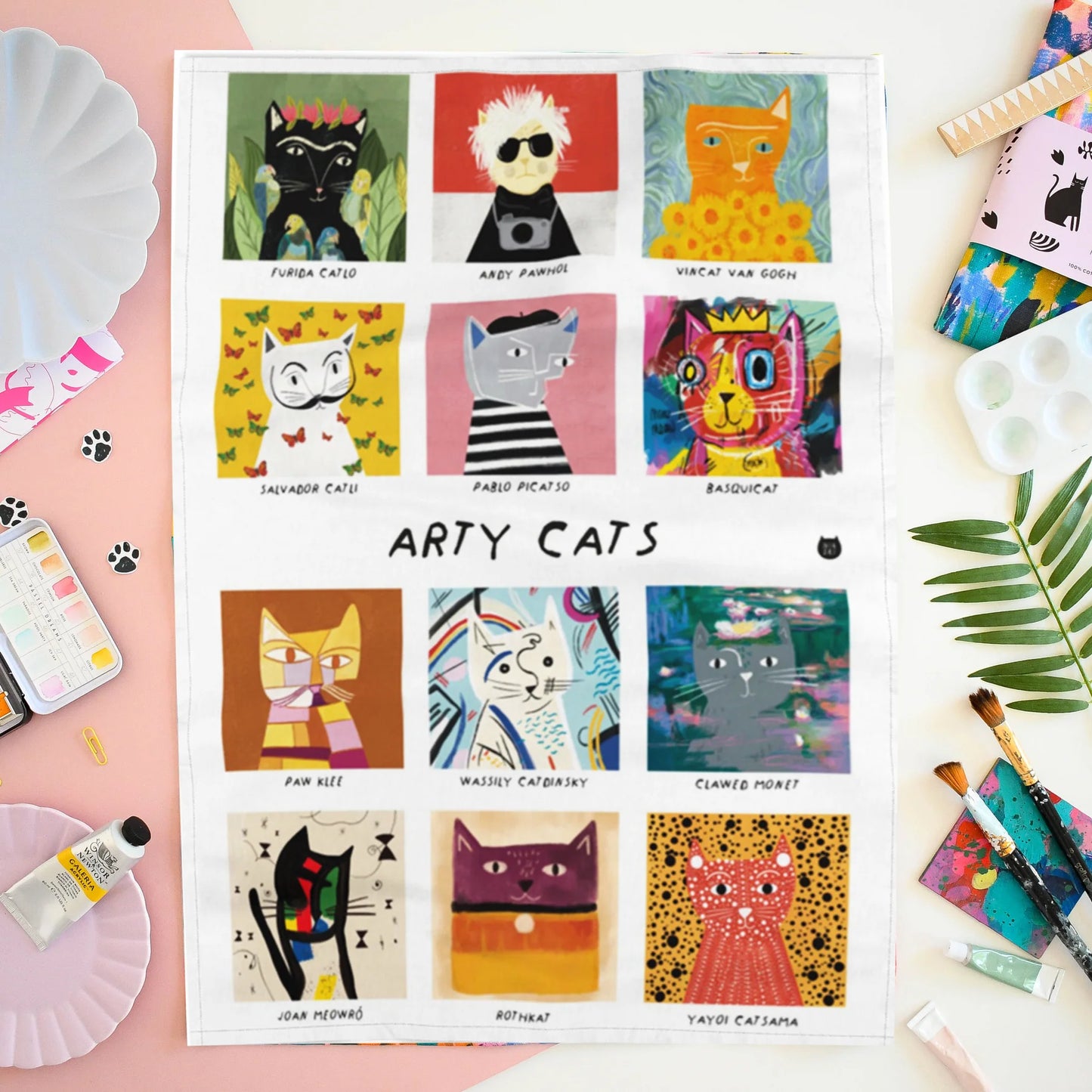 Arty Cats Tea Towel